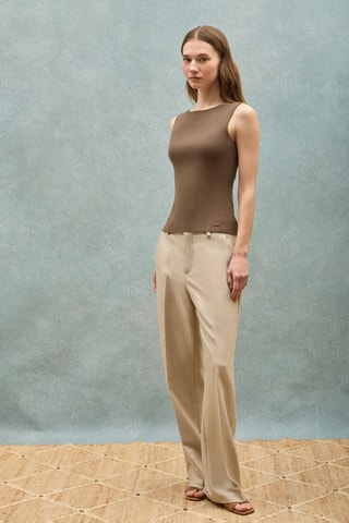 Top slim sans manches - Marron