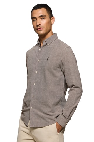 Chemise slim en lin - Marron