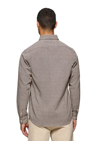 Chemise slim en lin - Marron