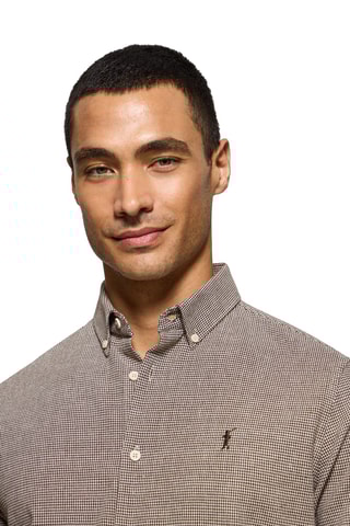 Chemise slim en lin - Marron