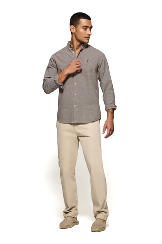 Chemise slim en lin - Marron
