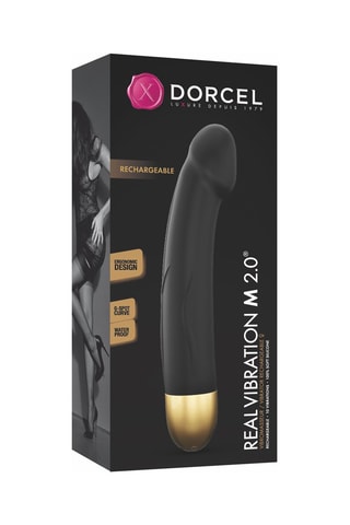 Vibromasseur Real Vibration M 2.0 - Noir et doré - 22 cm