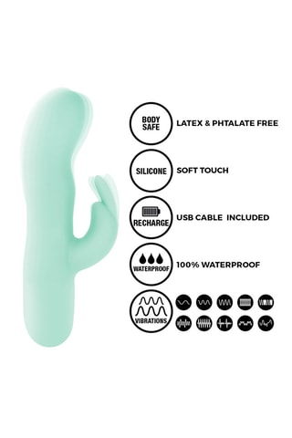 Vibromasseur Rabbit waterproof - Turquoise - 19 cm