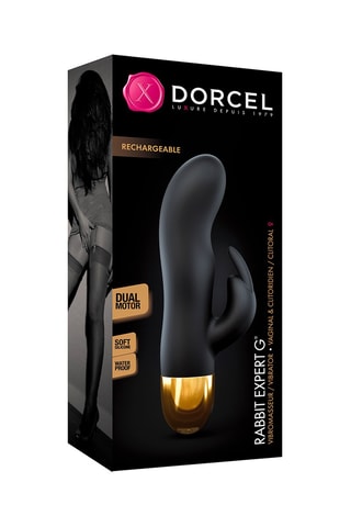 Vibromasseur waterproof Rabbit Expert G - Noir et doré - 19 cm