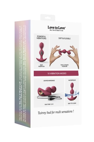 Plug anal Twinny Bud - Rose - 12 cm