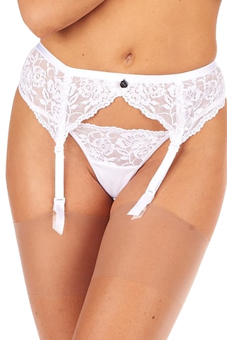 Porte-jarretelles et string en dentelle - Blanc