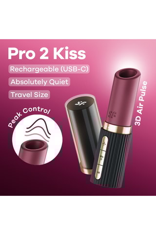 Stimulateur clitoridien Pro 2 Kiss - Noir et bordeaux