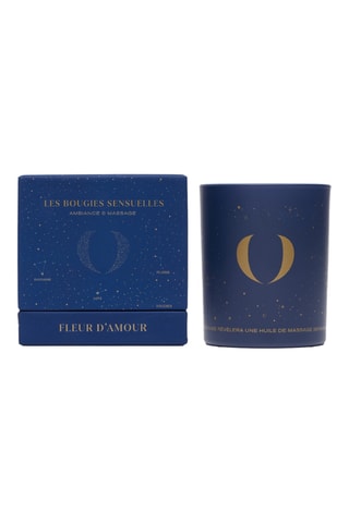 Bougie parfumée massage Fleur d'amour bio - 180 g - bleu