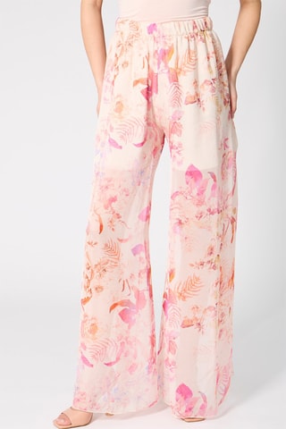 Pantalon wide legs taille haute - Rose