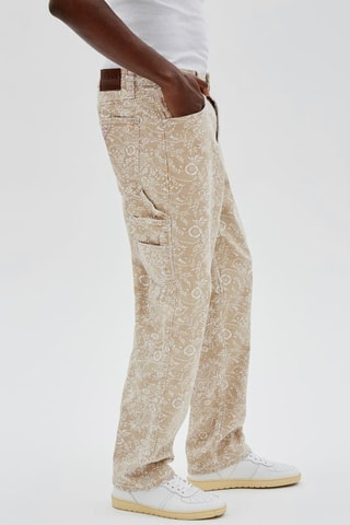 Jean cargo - Beige et blanc