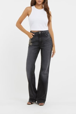 Jean straight taille haute - Gris foncé