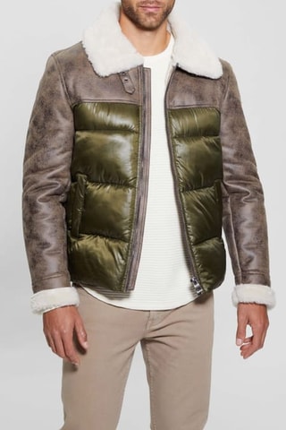Veste à capuche Puffa - Marron et vert