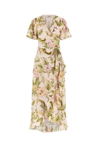 Robe portefeuille - Ecru et vert