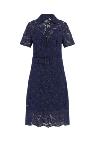 Robe droite en dentelle - Bleu marine