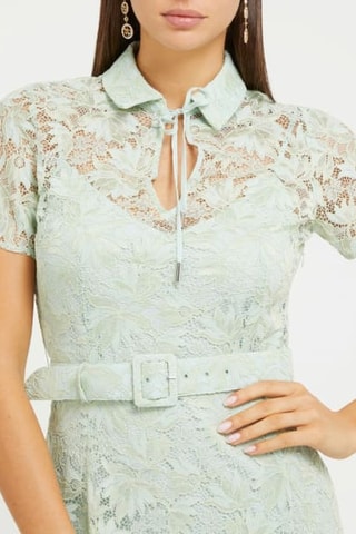 Robe droite en dentelle - Vert d’eau