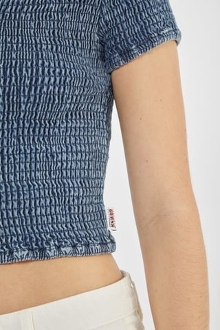 Chemisier court en jean Go - Bleu clair