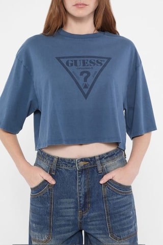 T-shirt cropped Vintage - Beige cobalt