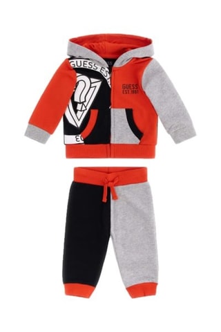 Sweat à capuche et jogging en coton biologique - Rouge et noir
