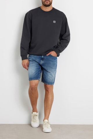 Short regular en jean et lin - Indigo