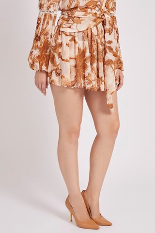 Jupe patineuse taille haute - Camel et beige