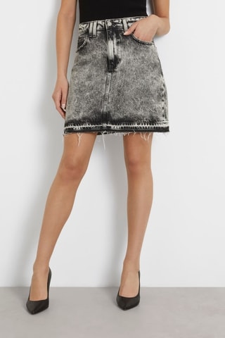 Jupe droite en jean taille haute - Gris foncé