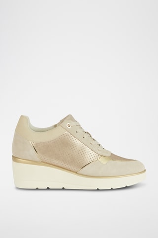 Baskets compensées en cuir de veau nubuck Calzature - Doré rose et beige clair