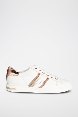Baskets en cuir et cuir de chèvre nubuck Jaysen - Blanc et doré