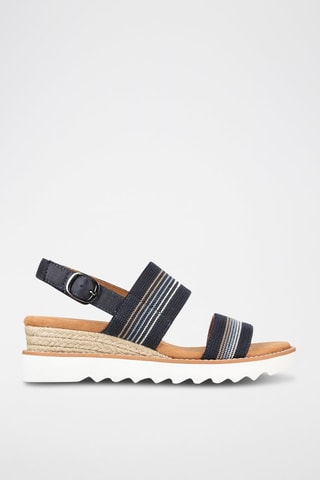 Sandales compensées Bobs - Bleu marine et beige