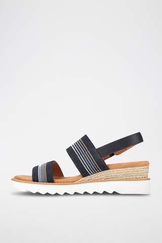 Sandales compensées Bobs - Bleu marine et beige