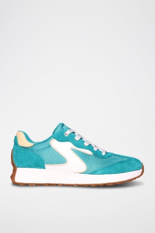 Baskets en nubuck Street - Turquoise et blanc