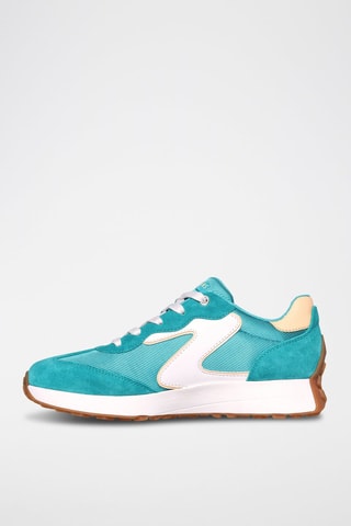 Baskets en nubuck Street - Turquoise et blanc