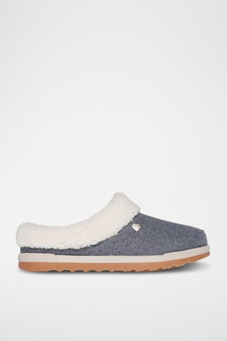 Mules fourrées - Gris foncé chiné