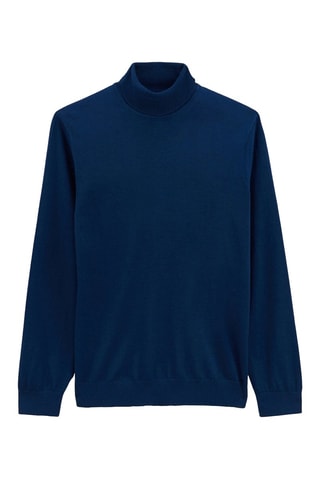 Camisola em lã de merino - Azul-cobalto
