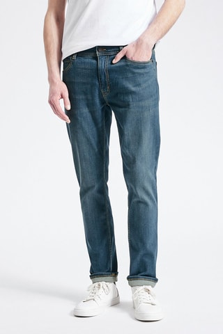 Calças de ganga slim - Azul-escuro - Comprimento 32