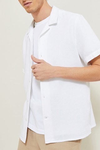 Camisa corta regular fit de punto - Beige