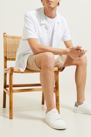 Camisa corta regular fit de punto - Beige