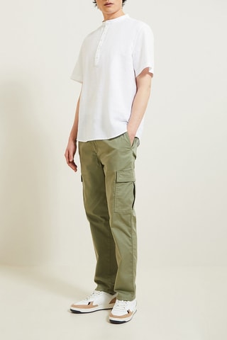 Camisa corta regular fit de lino - Crudo