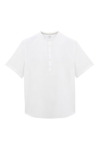 Camisa corta regular fit de lino - Crudo