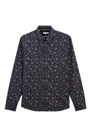 Camisa regular em algodão biológico - Azul-marinho