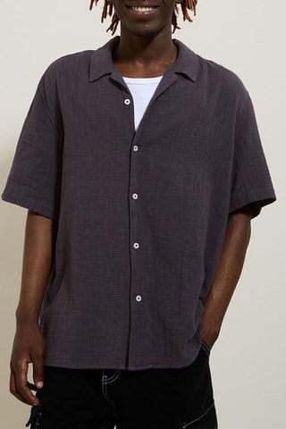 Camisa regular - Cinzento-escuro
