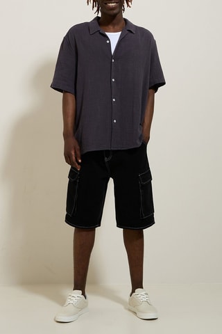 Camisa regular - Cinzento-escuro
