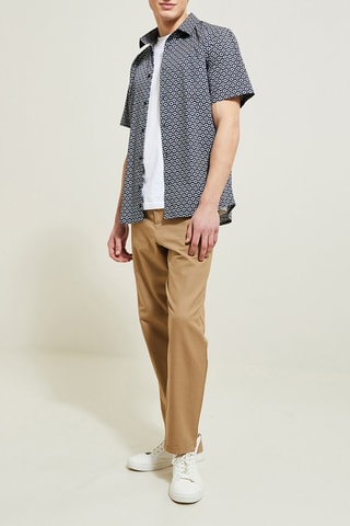 Camisa slim em algodão biológico - Azul-escuro