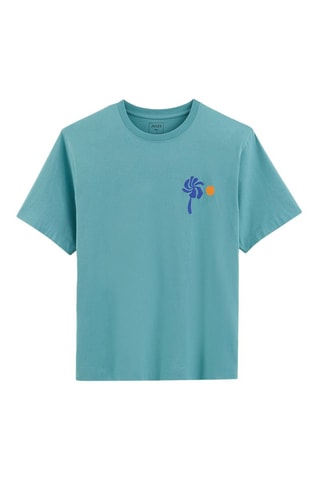 T-shirt regular em algodão biológico - Turquesa