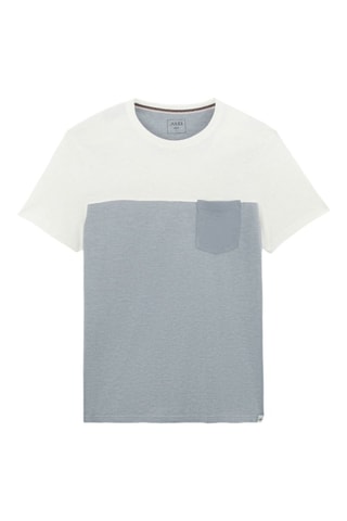 T-shirt slim de algodão biológico - Azul