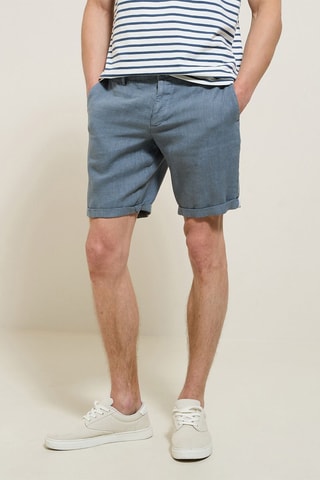 Bermudas em linho - Azul