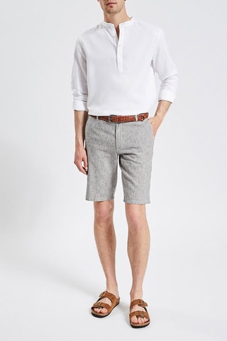 Bermudas em linho Cinzento
