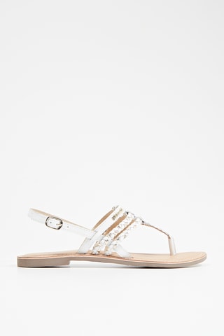 Geitenleren Sandalen Dipam - Wit en Goudkleurig