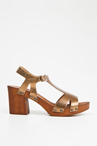 Leren Sandalen met Hak Tacha - Goudkleurig