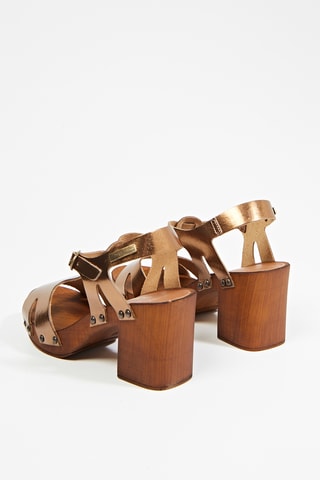 Leren Sandalen met Hak Tacha - Goudkleurig
