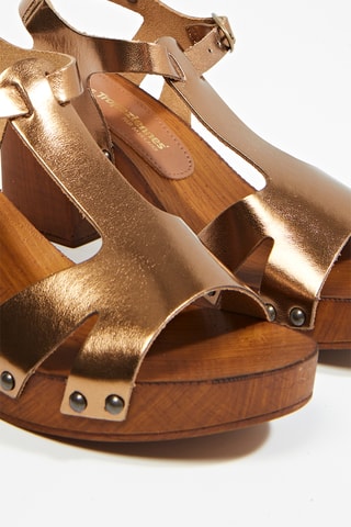 Leren Sandalen met Hak Tacha - Goudkleurig